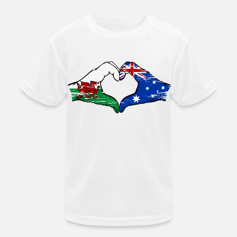 Pays de Galles Australie drapeau mains forme de coeur utilisé T-shirt sport Enfant