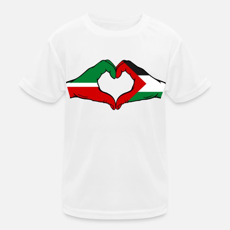 Tatarstan Palestine Drapeau Mains Coeur Forme T-shirt sport Enfant