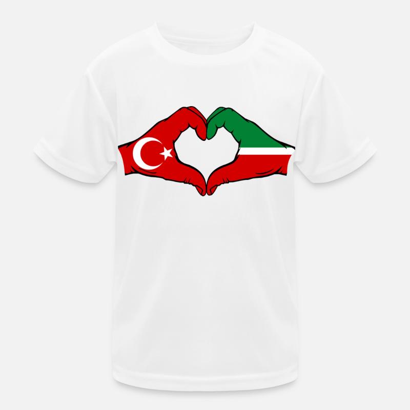 Turquie Tatarstan drapeau mains forme coeur T-shirt sport Enfant
