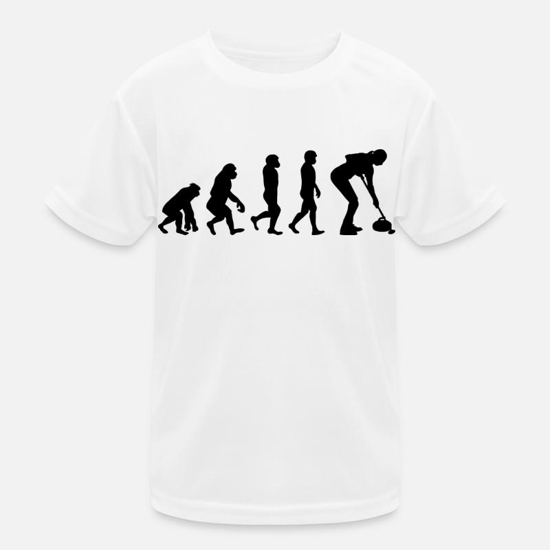 Curling Kehrfächer Winter Eissport Evolution Kinder Funktions-T-Shirt