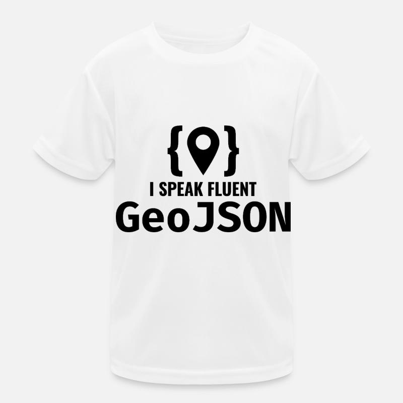 GeoJSON Entwickler Programmierer Programmierer GIS Mapping - Kinder Funktions-T-Shirt - Weiß