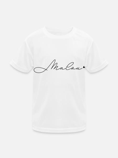 Name Malou - Kinder Funktions-T-Shirt - Weiß - Vorne