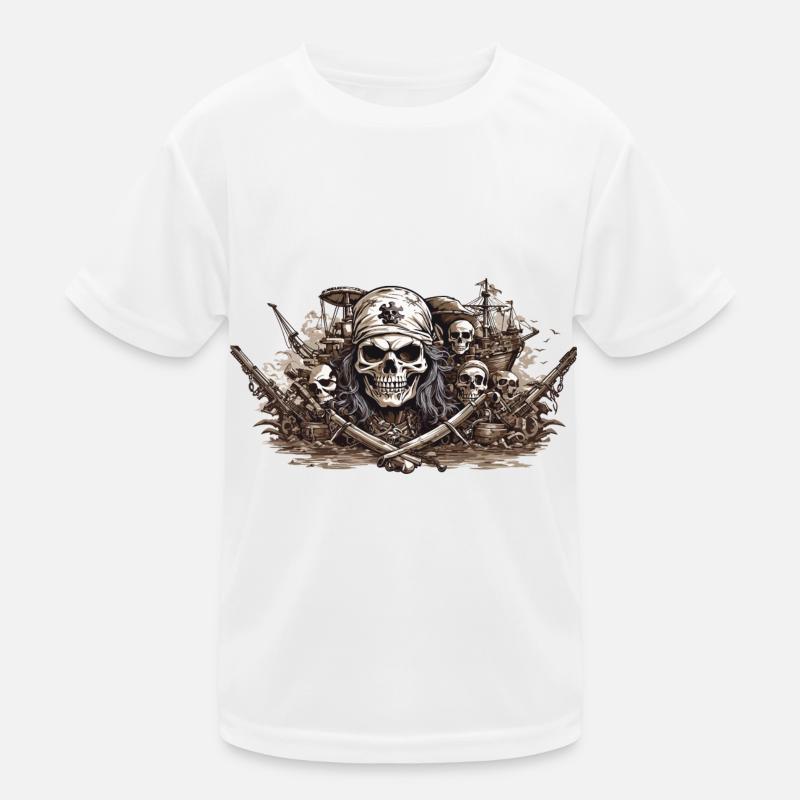 Halloween Pirate drapeau tête de mort Buccaneer Design T-shirt sport Enfant