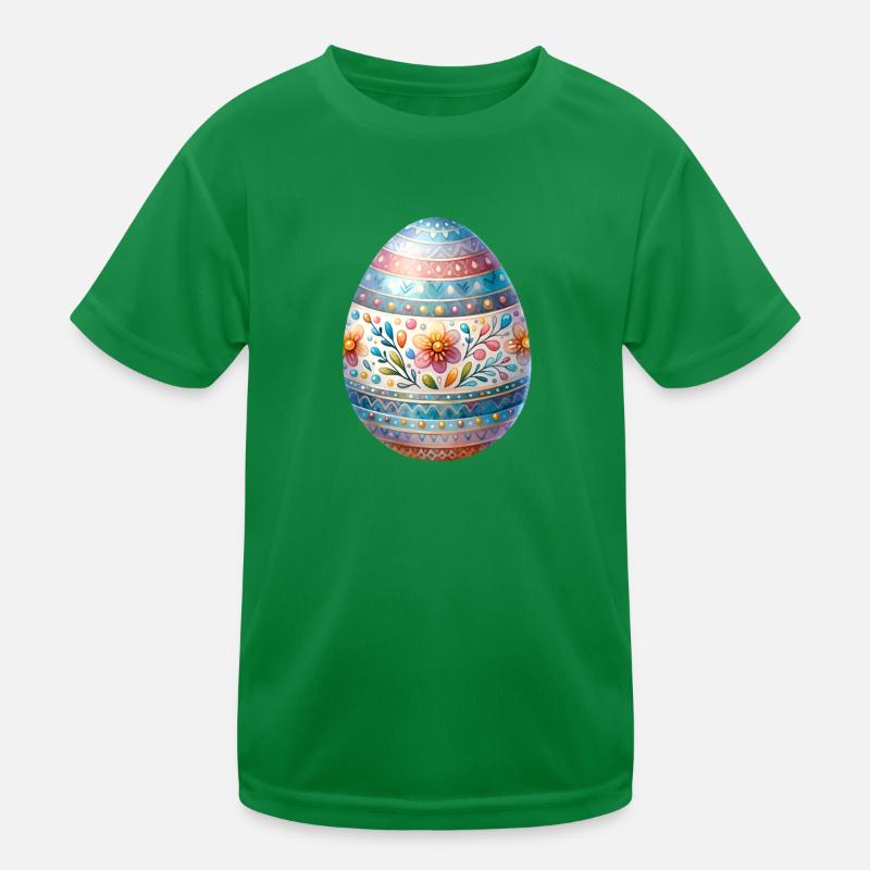 Very Detailed Easter Egg In Watercolor Style Kids Functional T-Shirt