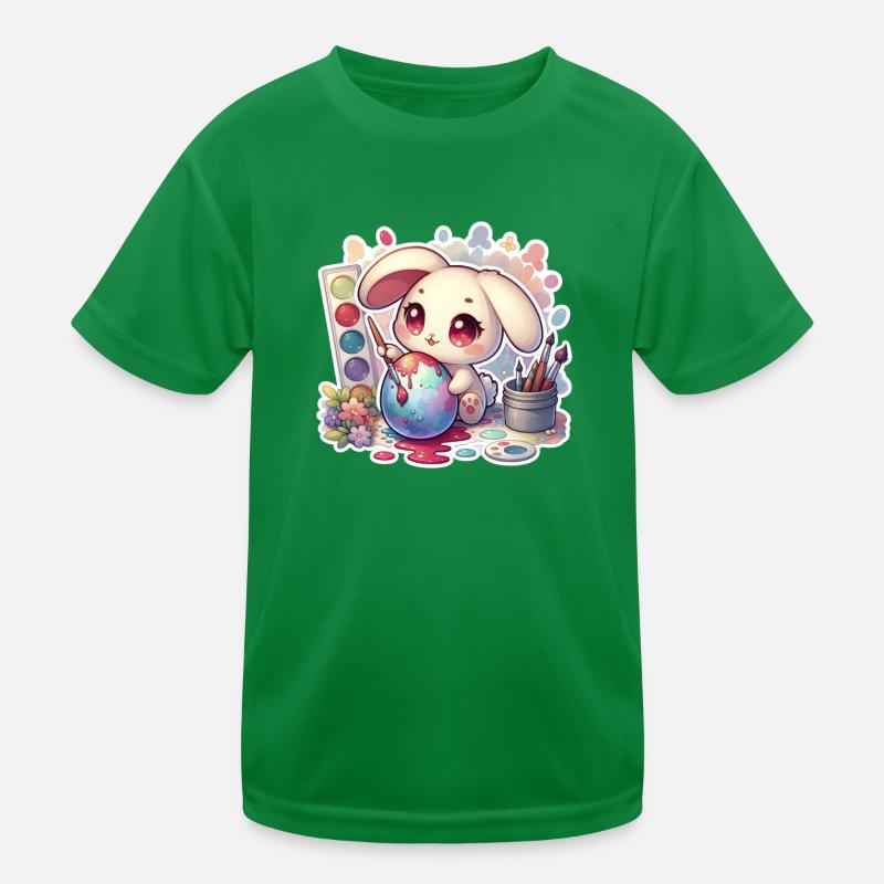 Lapin peignant une aquarelle d’oeuf de Pâques T-shirt sport Enfant