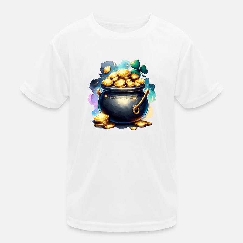 Saint Patrick's Day Cauldron of Gold Kids Functional T-Shirt