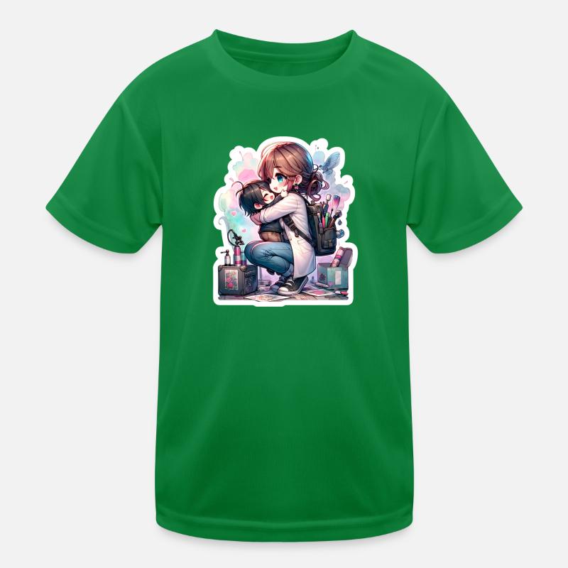 An Artist Mom Hugging Her Kid After Work Kids Functional T-Shirt