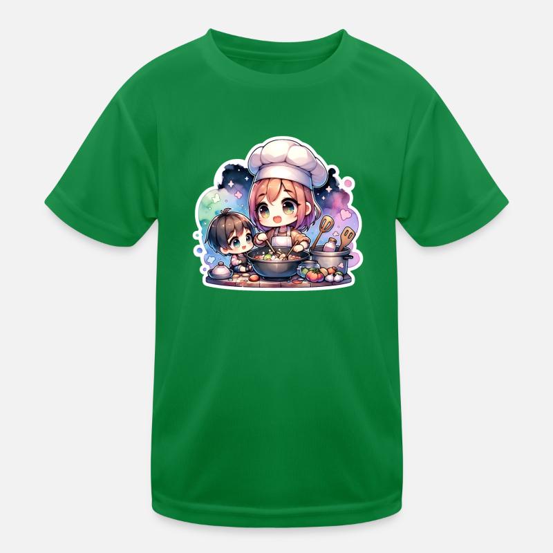 Master Chef Mom Teaching Her Kid to Cook Kids Functional T-Shirt