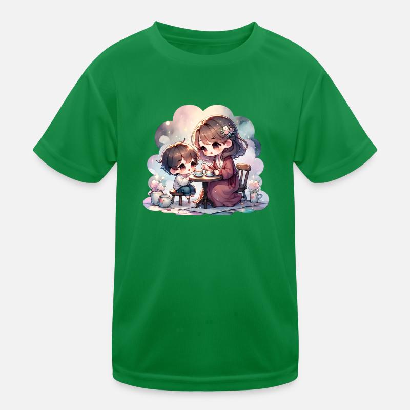 Mère et fils profitant d’un goûter confortable T-shirt sport Enfant