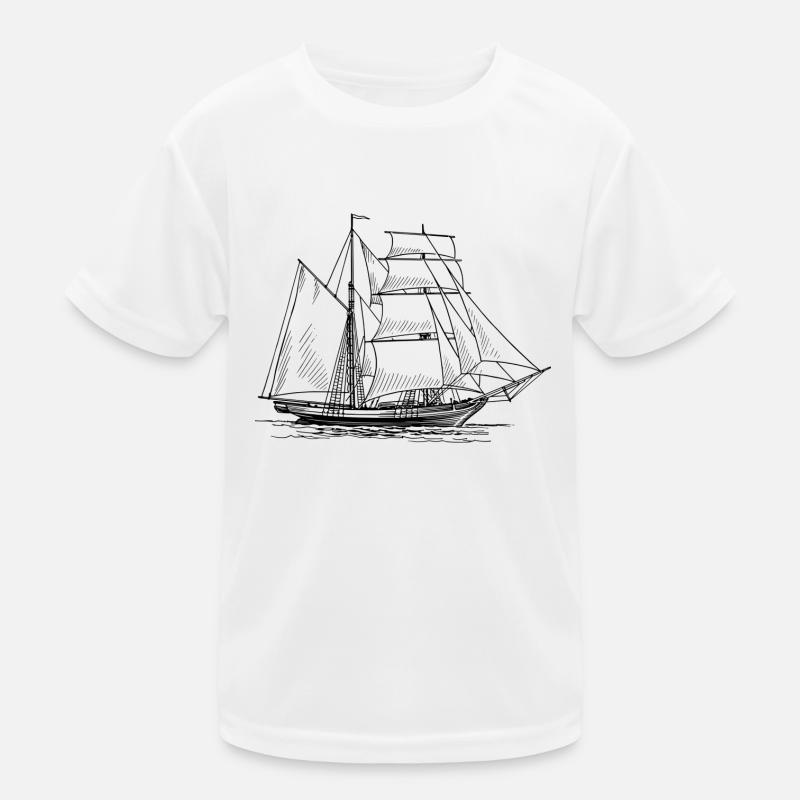 Segelschiff - Kinder Funktions-T-Shirt - Weiß