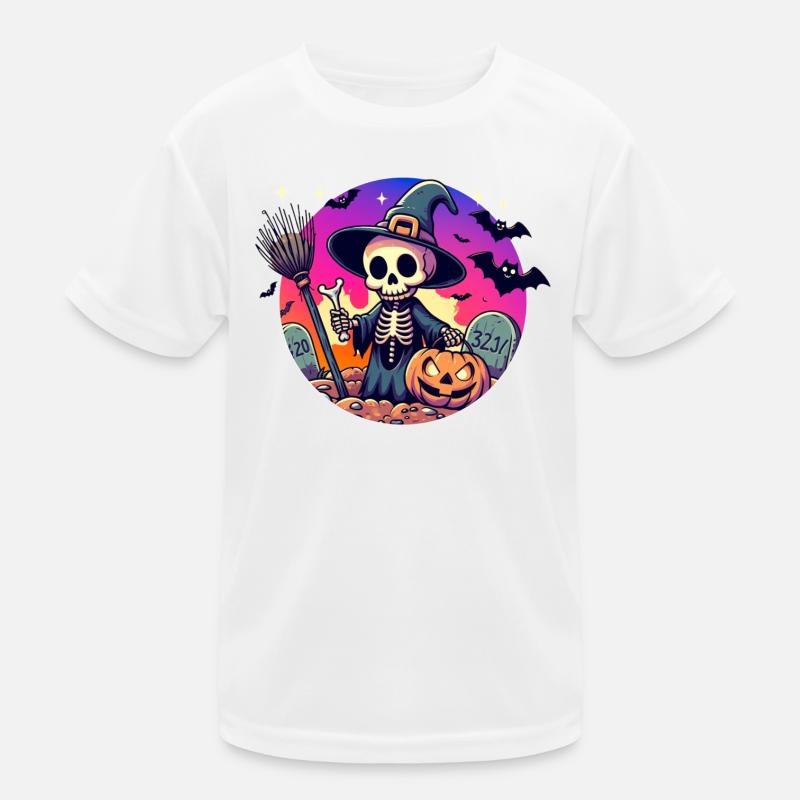 Mr. Bone Spooky Halloween 4 - Kids Functional T-Shirt - white