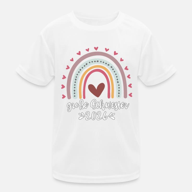 Große Schwester 2026 Regenbogen Mädchen Kinder Funktions-T-Shirt