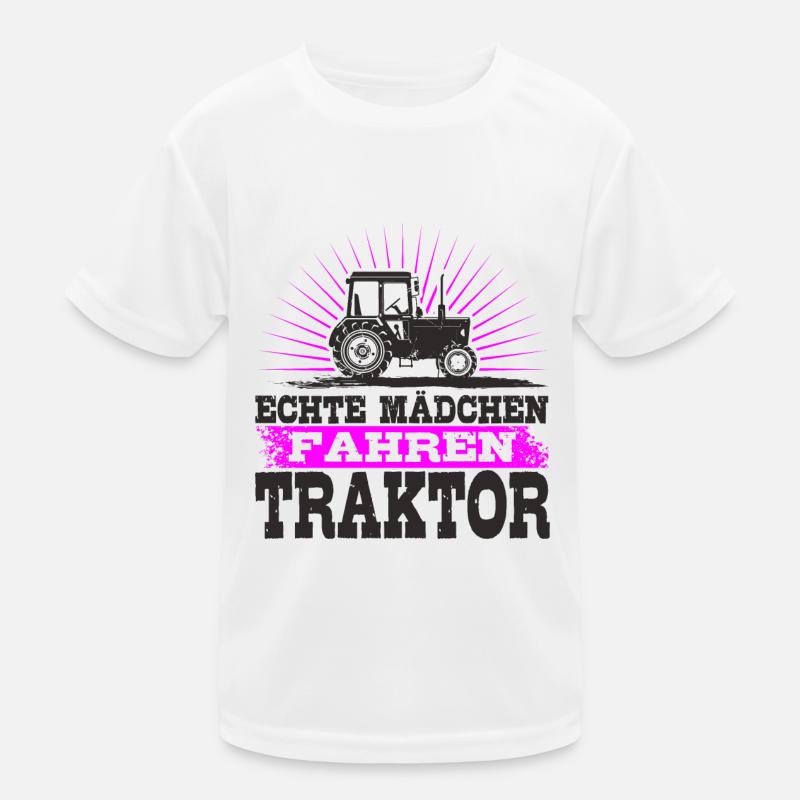 Echte Mädchen fahren Traktor Kinder Funktions-T-Shirt