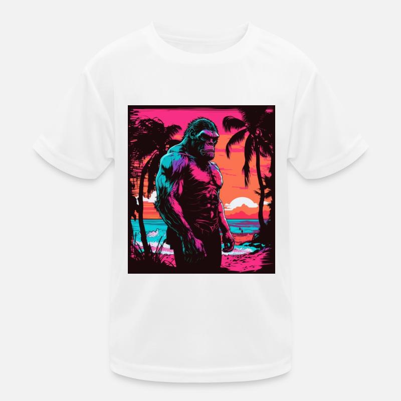 Affe am Strand Kinder Funktions-T-Shirt