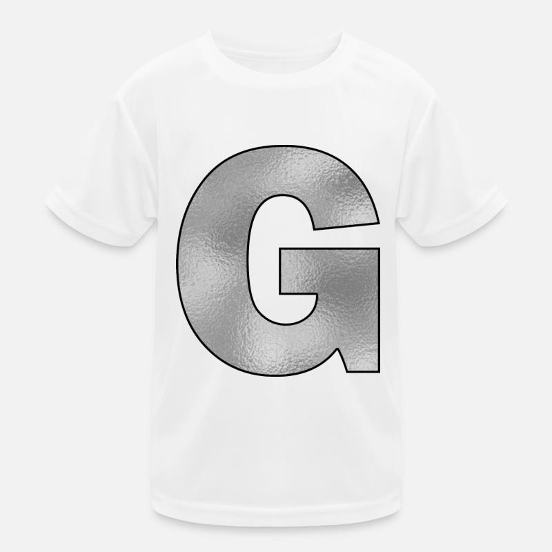 Buchstabe G Silber Kinder Funktions-T-Shirt