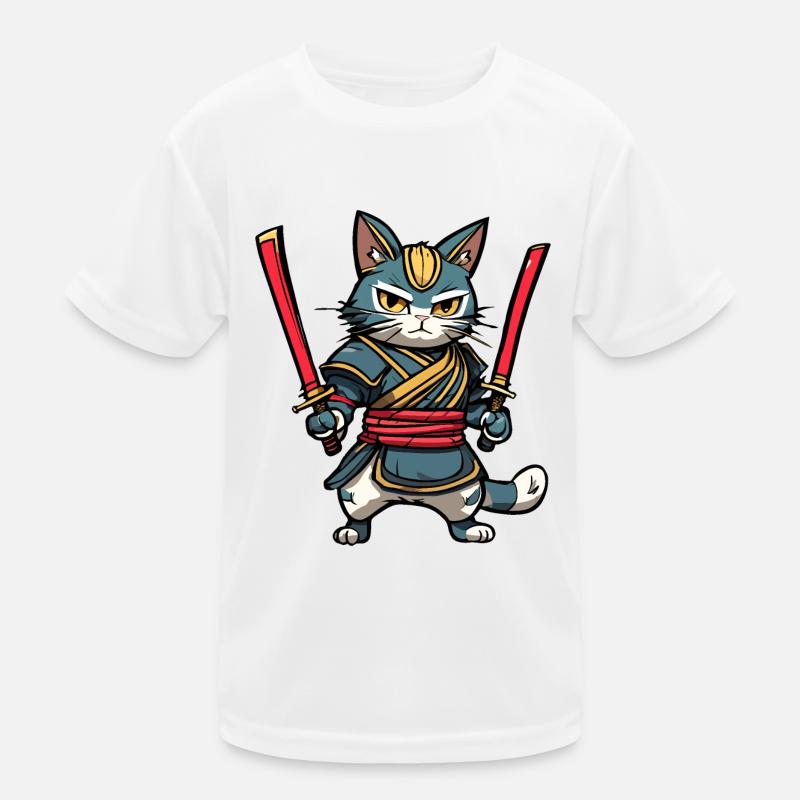 Samurai Cat #36 Kids Functional T-Shirt