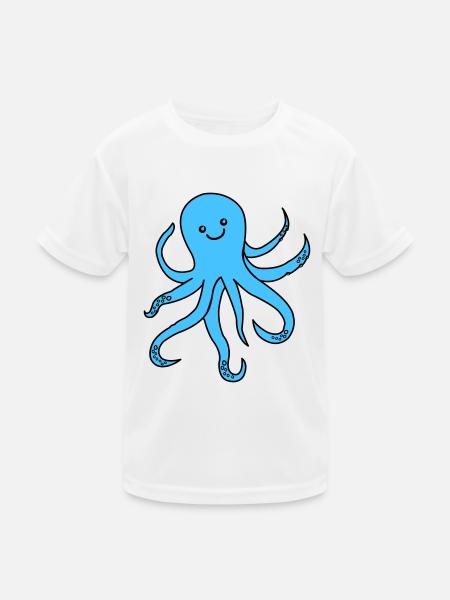 krake oktopus - Kinder Funktions-T-Shirt - Weiß - Vorne