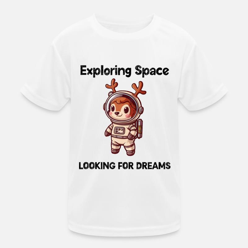 Deer Looking For Dreams Outer Space Kids Functional T-Shirt