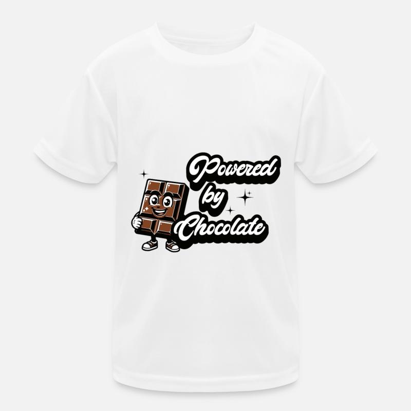 Ich werde von Schokolade angetrieben Kinder Funktions-T-Shirt