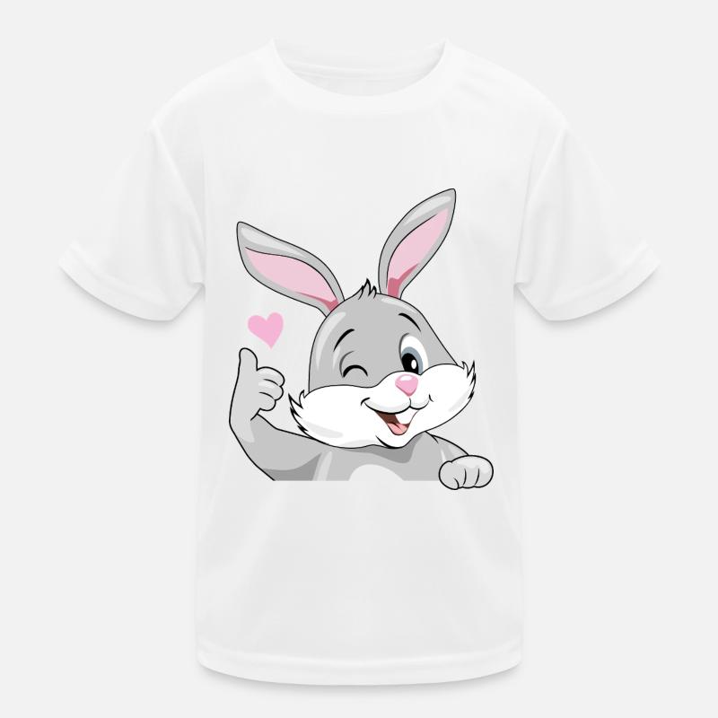 Smiling winking bunny likes Kids Functional T-Shirt
