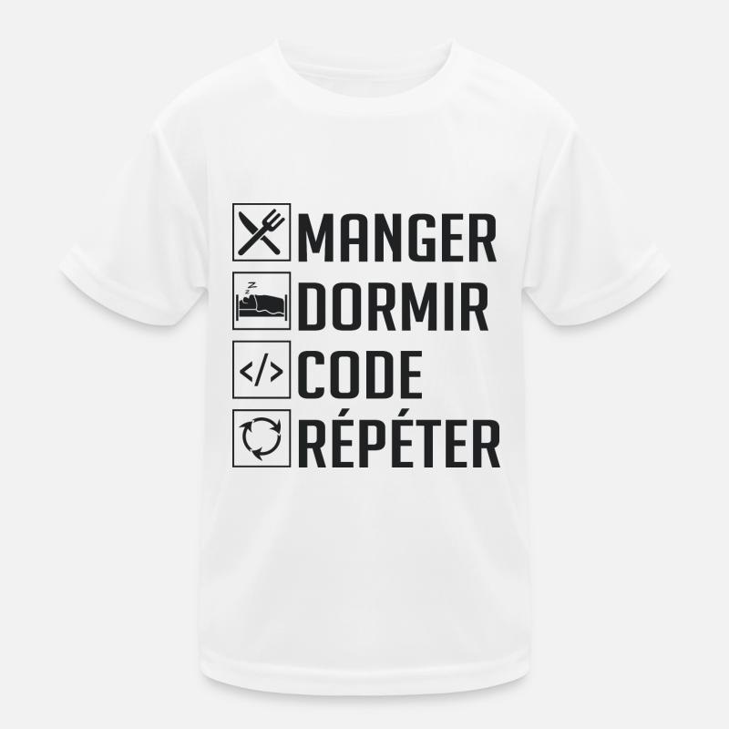 Manger, Dormir, Code, Répéter T-shirt sport Enfant