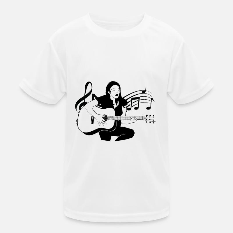 Classical folk guitarist plays guitar notes Kids Functional T-Shirt