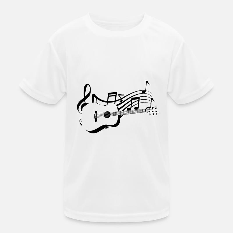 Classical guitar on musical notes score Kids Functional T-Shirt