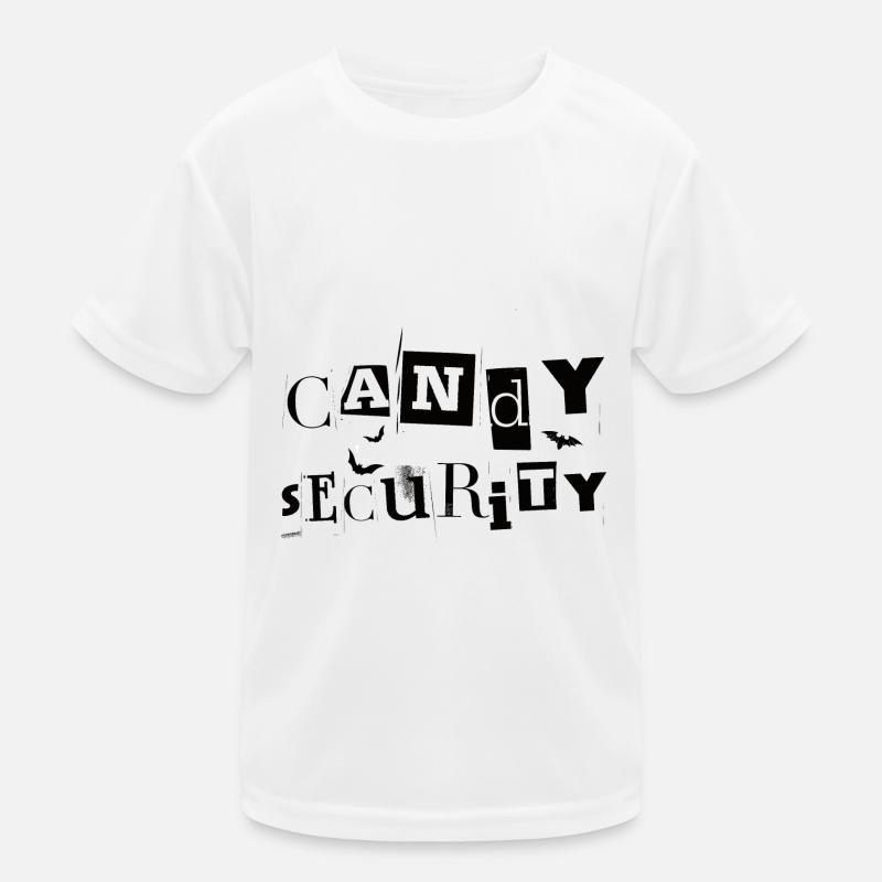 Funny Halloween Black And White Candy Security Kids Functional T-Shirt