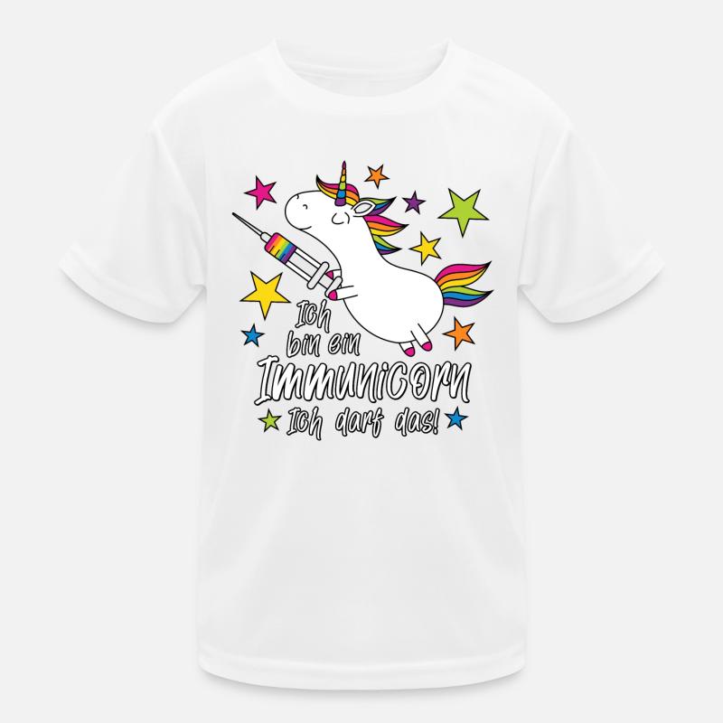 Geimpft! Ich bin ein Immunicorn Ich darf das! - Kinder Funktions-T-Shirt - Weiß