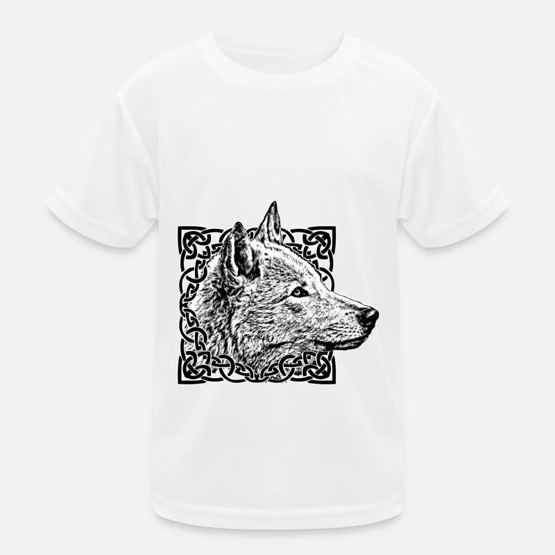 Wolf grau - Kinder Funktions-T-Shirt - Weiß