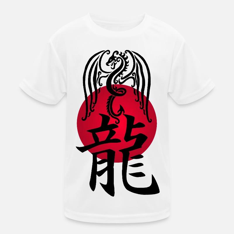 Schwarzer Drache von Japan Kinder Funktions-T-Shirt
