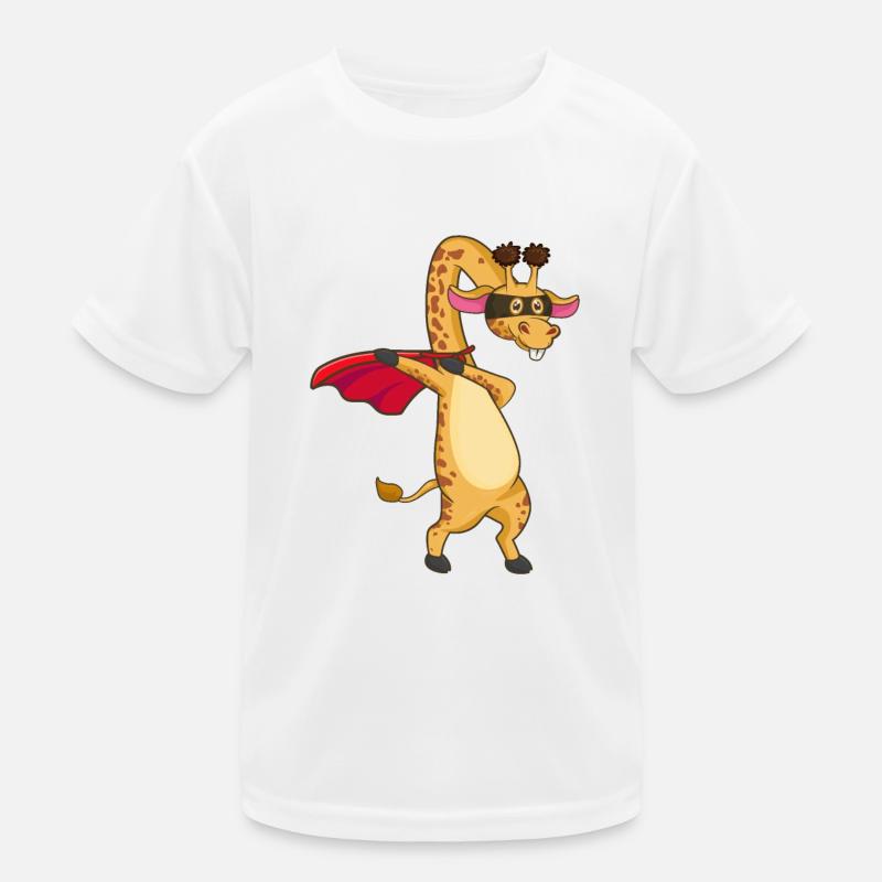 Giraffe Dabbing Superheld - Kinder Funktions-T-Shirt - Weiß