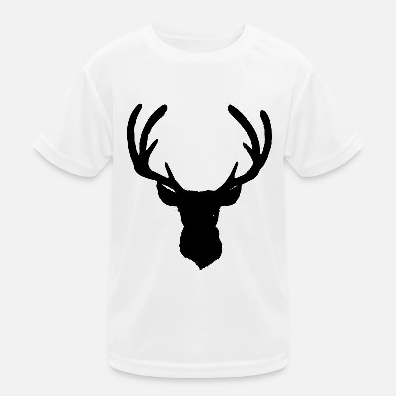 Hirschkopf im Herbst Hirsch Geweih Bock Reh Kitz 8 Kinder Funktions-T-Shirt