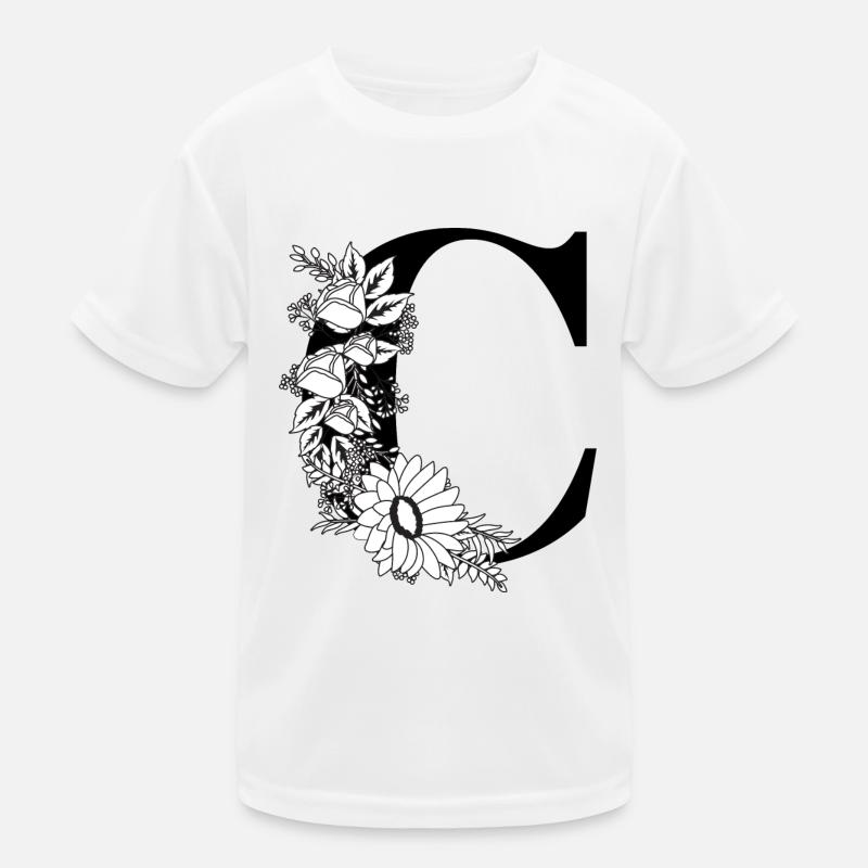 Lettre c floral noir et blanc T-shirt sport Enfant