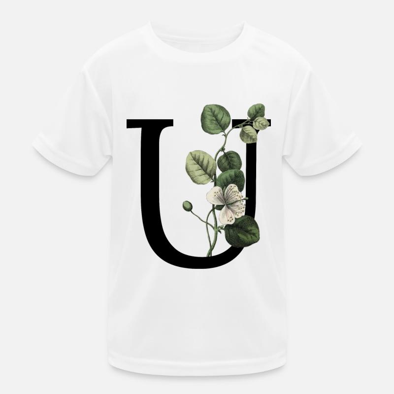 Buchstabe U Grün Botanisch Kinder Funktions-T-Shirt