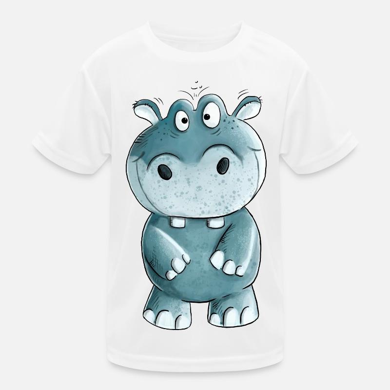 Blaues Nilpferd I Wildtiere Comic Kinder Funktions-T-Shirt