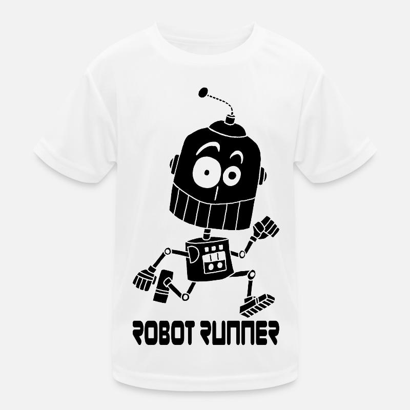 Schwarzer Roboter-Läufer Kinder Funktions-T-Shirt