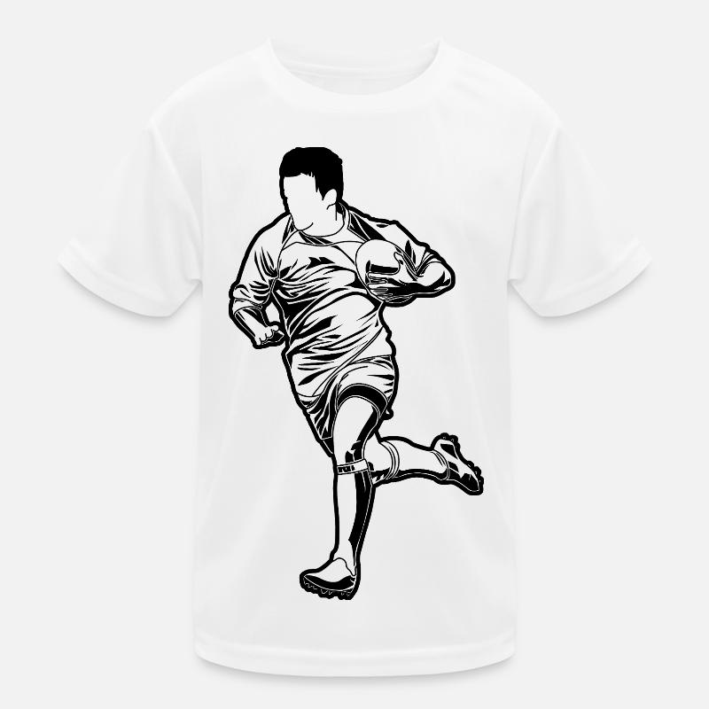 Rugby Junge Skizze Kinder Funktions-T-Shirt