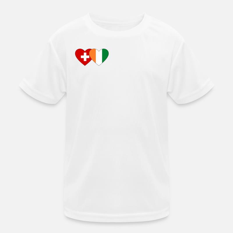 Schweiz Elfenbeinküste Flagge Herz Kinder Funktions-T-Shirt