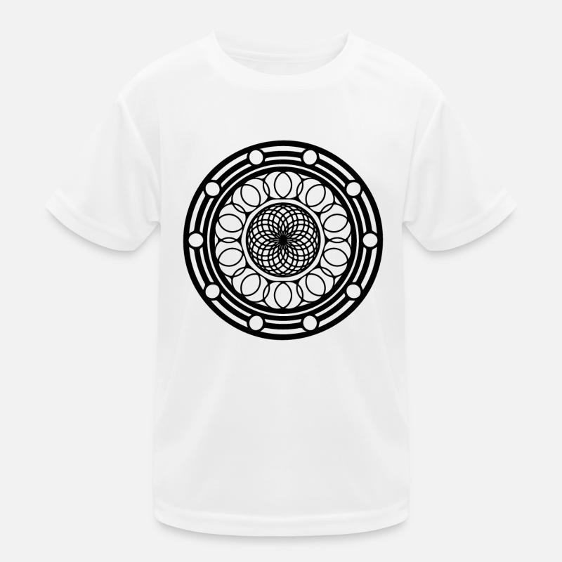 Geometrisches Blumen Mandala runde Muster Form Kinder Funktions-T-Shirt
