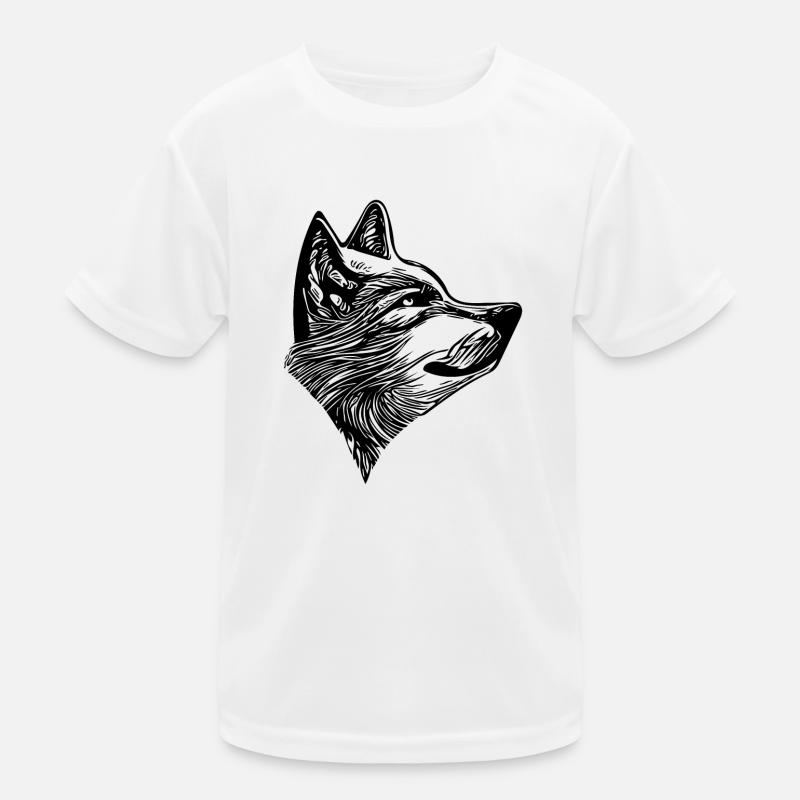 Elegant Vintage Wolf Portrait Kids Functional T-Shirt