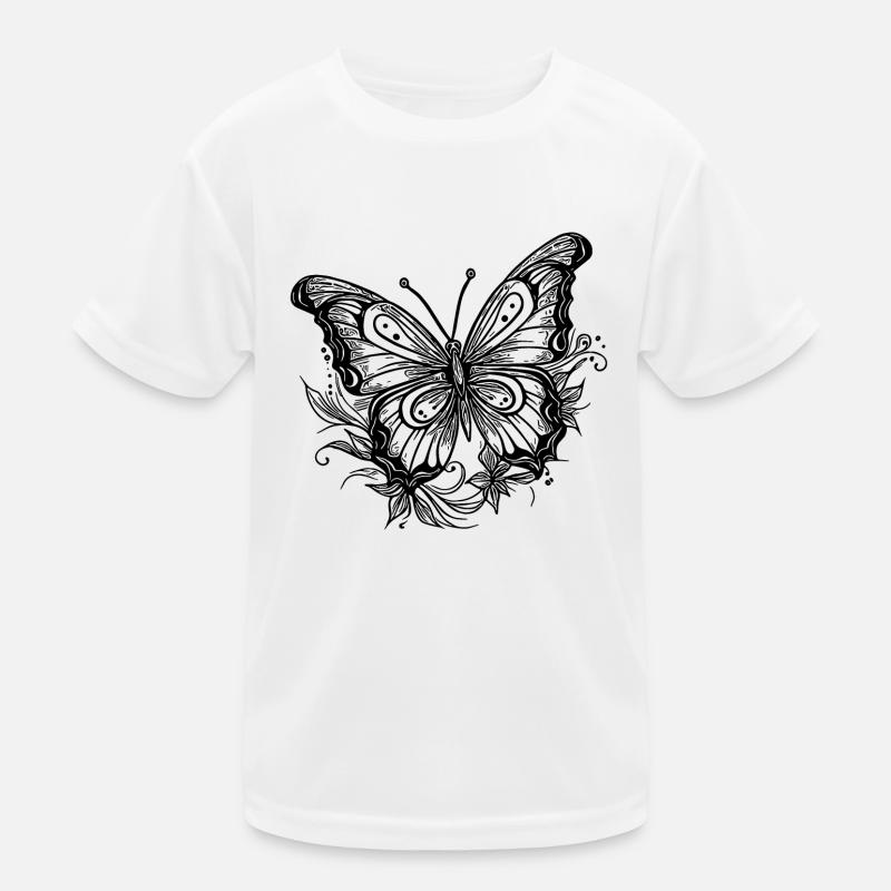 Style Tatouage de fleur Papillon T-shirt sport Enfant