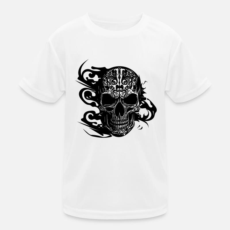 Brennender grinsender Tattoo Schädel Kinder Funktions-T-Shirt