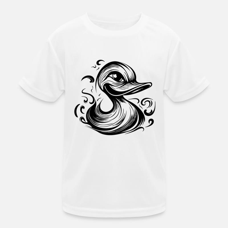 Funny grinning duck with huge beak Kids Functional T-Shirt