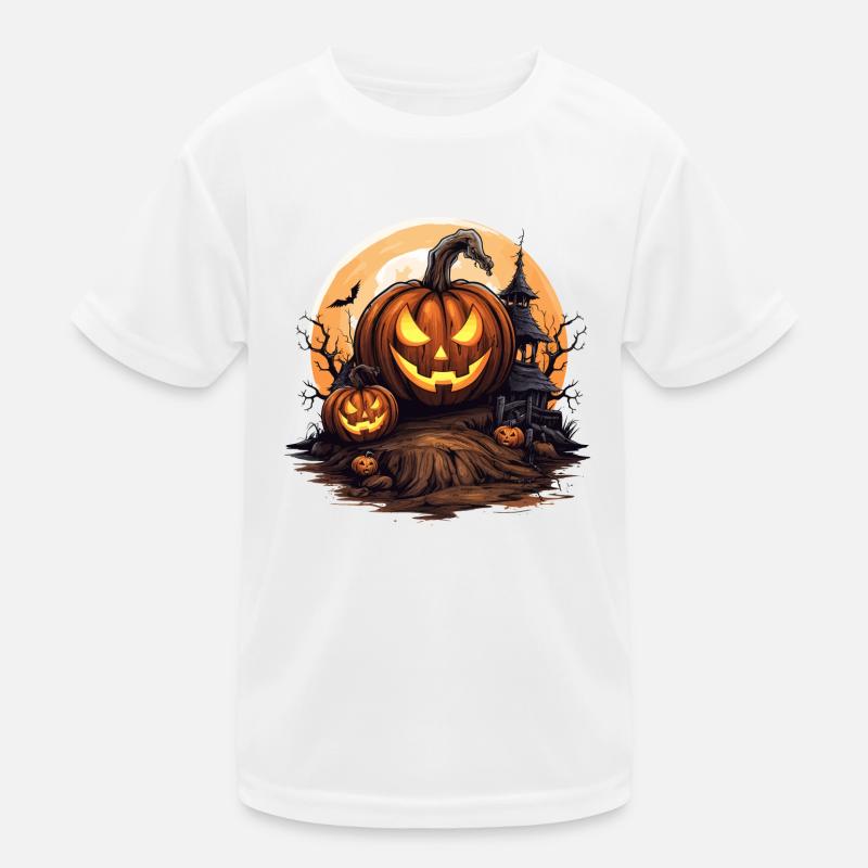 Halloween Maison hantée Sort Chauve-souris de citrouille T-shirt sport Enfant