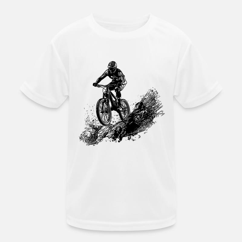 Radfahrer Schlamm Berg Abfahrt Kinder Funktions-T-Shirt
