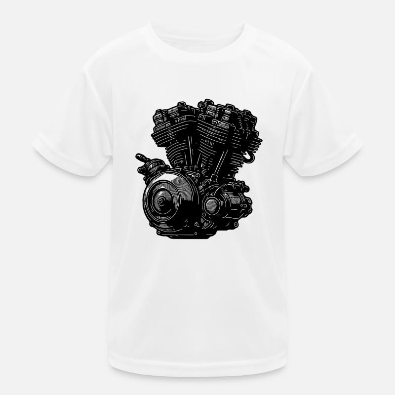 Motorcycle Engine Block Cylinder Fan Displacement Engine Kids Functional T-Shirt