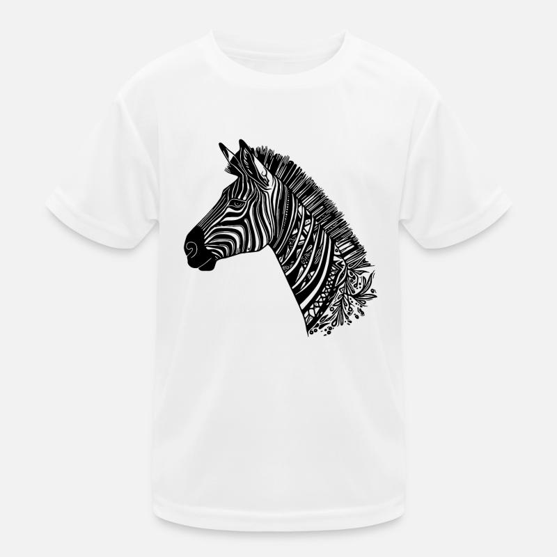 Zebra Head Tattoo Style Lines Kids Functional T-Shirt