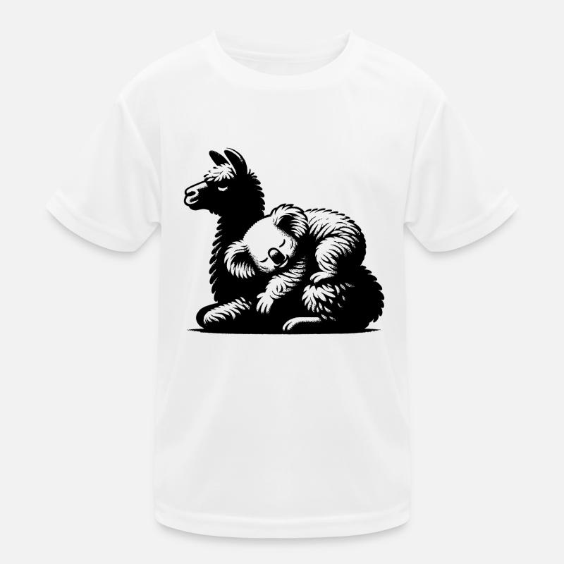 Niedlicher Koala auf einem schlafendem Lama Kinder Funktions-T-Shirt