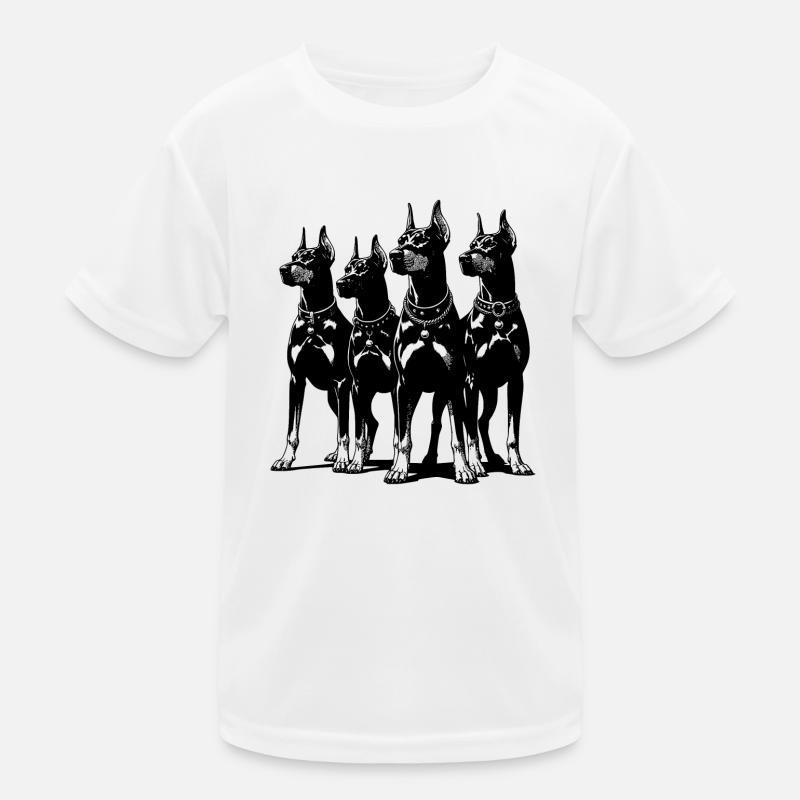 Vier schlaue wachsame Dobermänner Hunde Kinder Funktions-T-Shirt